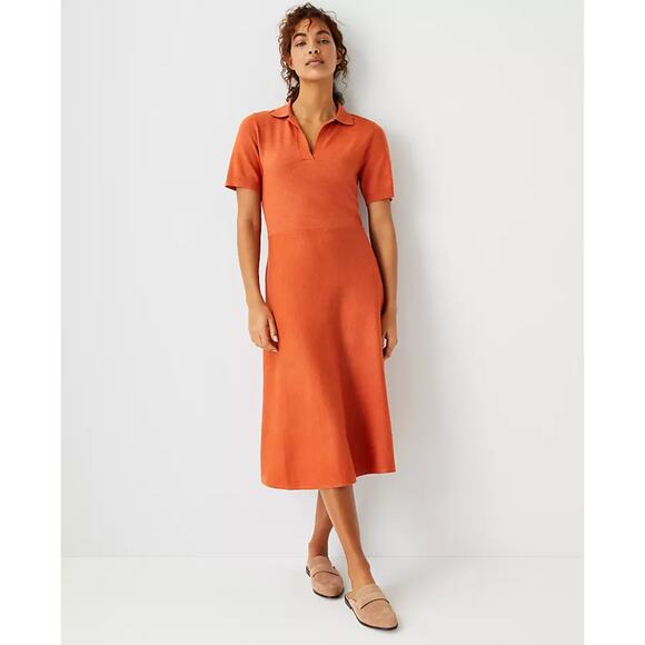 Ann Taylor Dresses & Skirts - ANN TAYLOR Polo Sweater Midi Dress Orange {GG40}